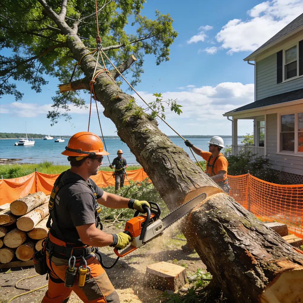 Removing a large tree in New Bedford
