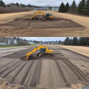 Excavator clearing land for new construction site